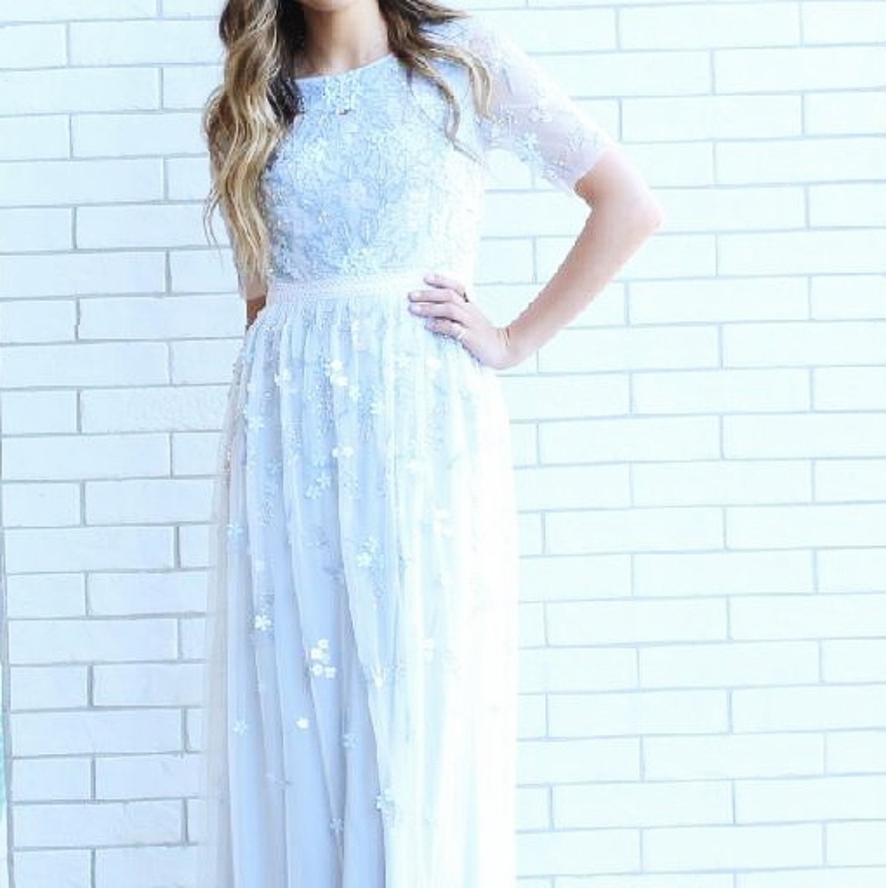Baby Blue Embroidered Prom Dress